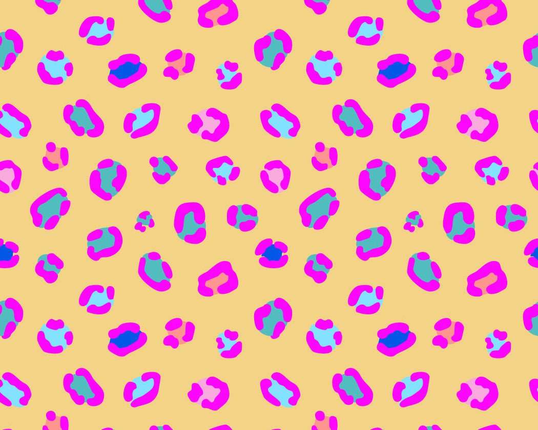 Pattern of colorful leopard spots on a yellow background