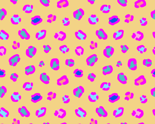 Pattern of colorful leopard spots on a yellow background