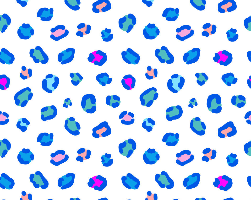 Pattern of blue and pink shapes on a white background