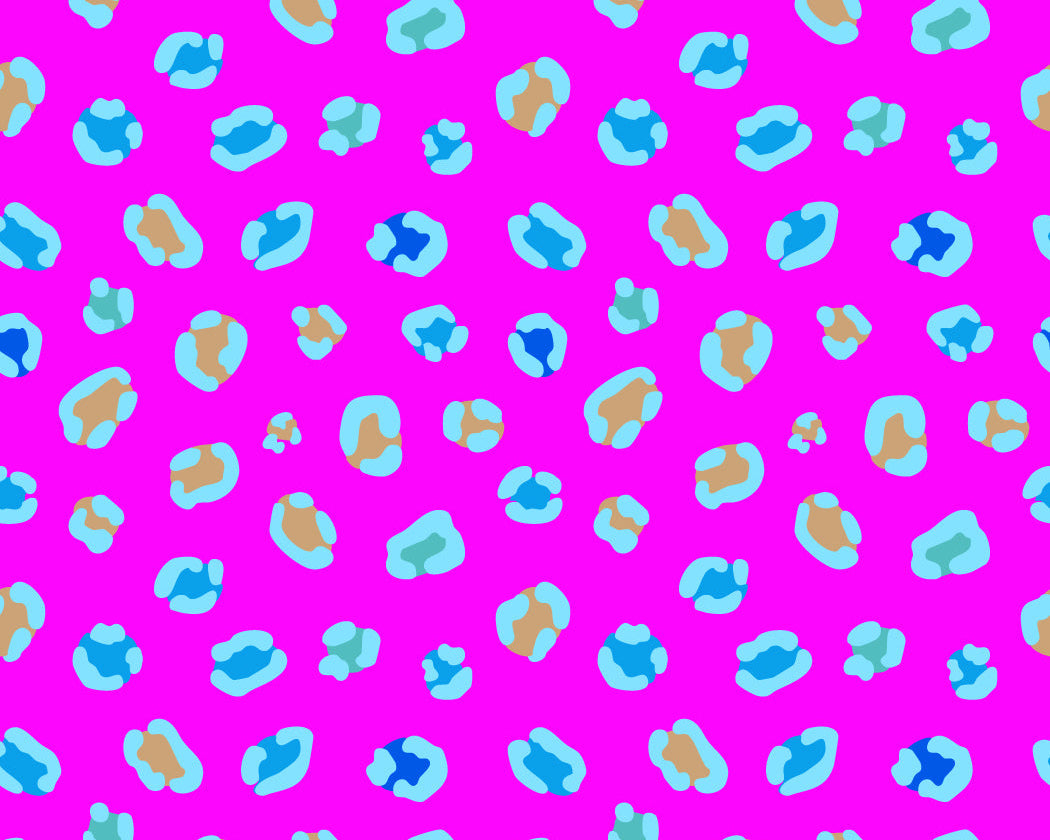Pattern of colorful shapes on a pink background