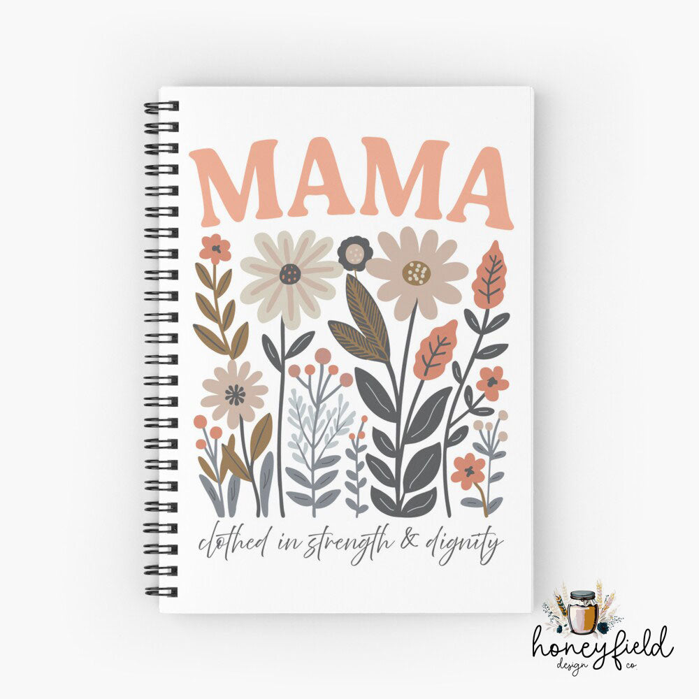 Mama SVG PNG – Floral Christian Mother’s Day Design | Proverbs 31 Quote “Clothed in Strength & Dignity” | Digital Download