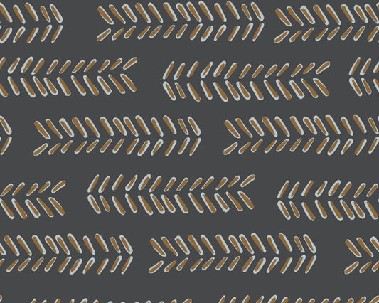 Pattern of gold arrows on a dark gray background