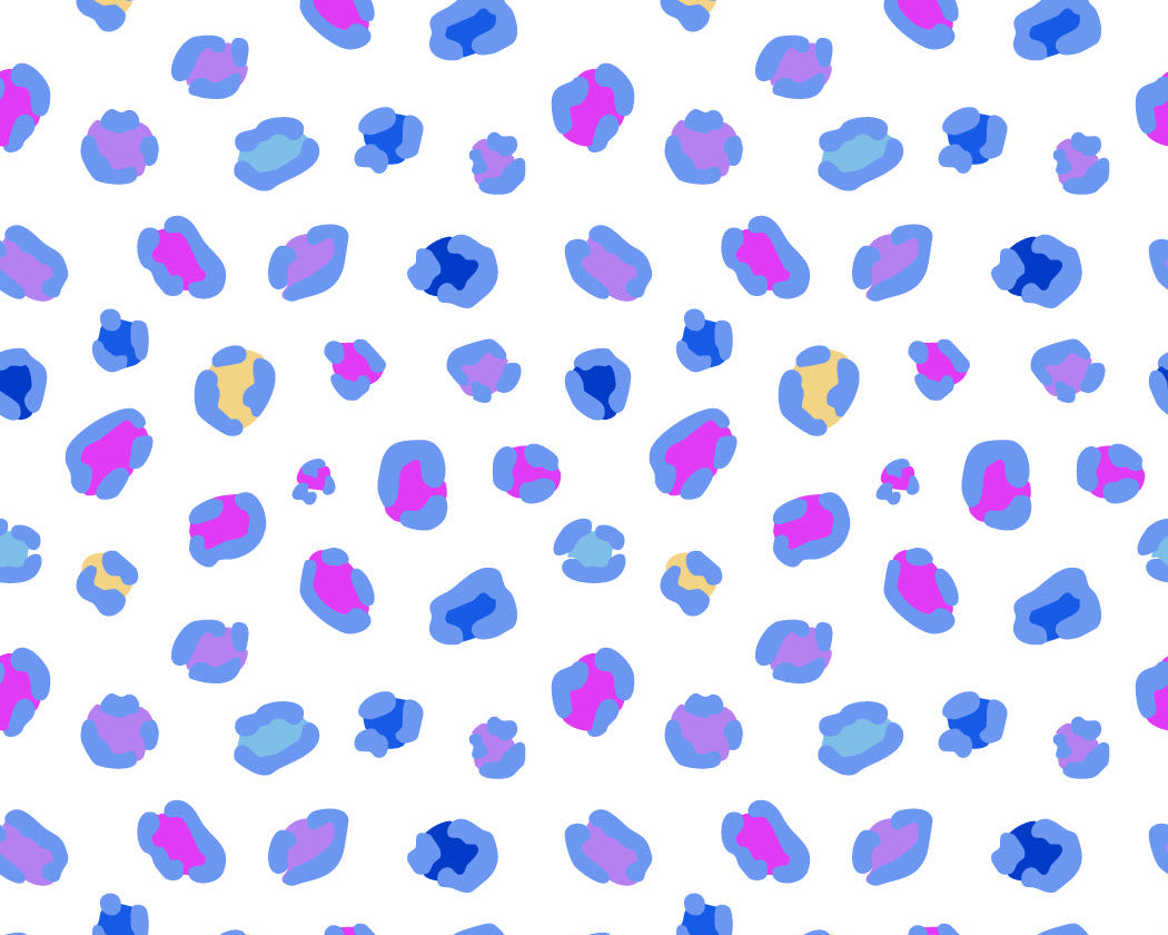 Pattern of colorful abstract shapes on a white background