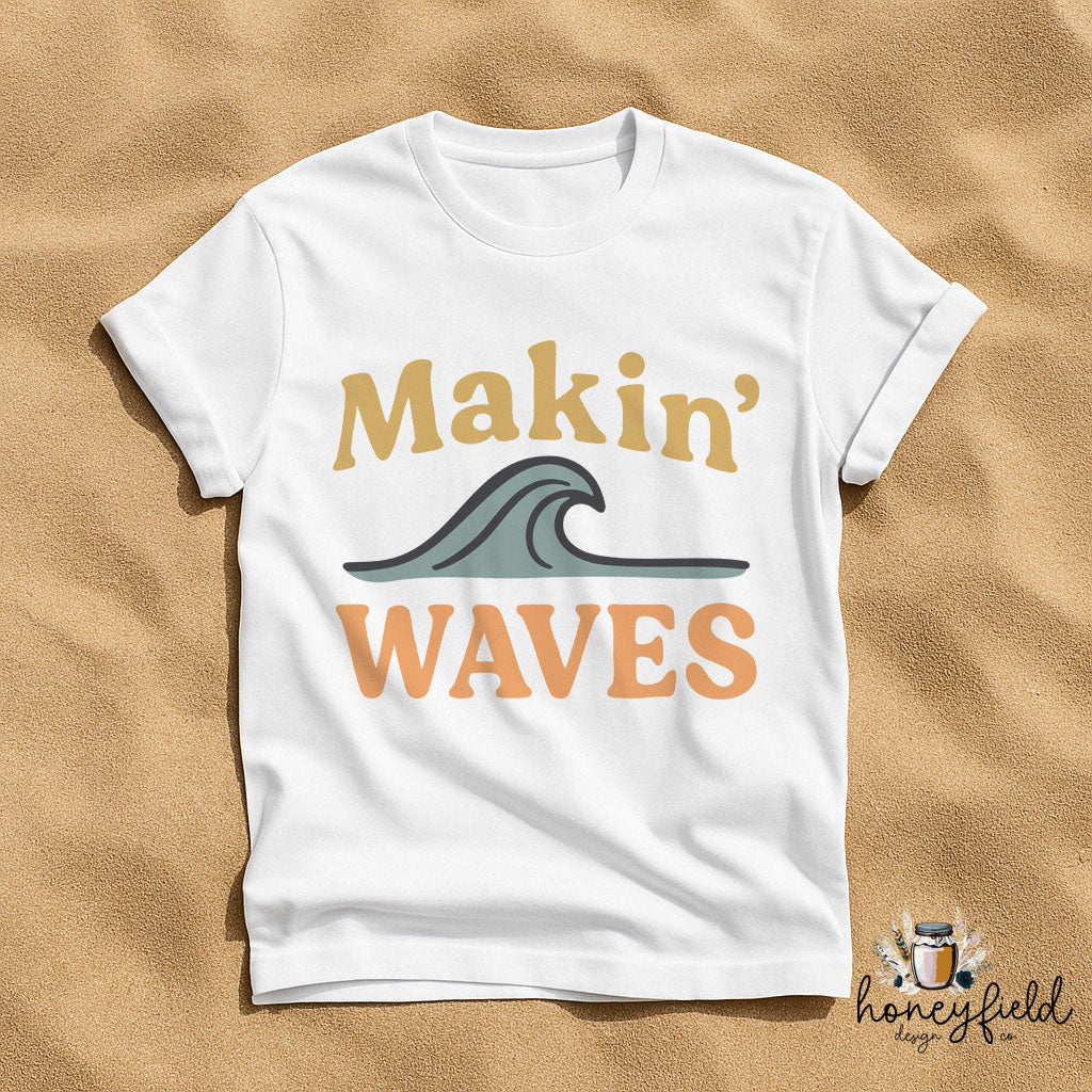 Makin' Waves SVG PNG | Retro Surf Quote Sublimation Design | Boho Beach Shirt Design | Summer Ocean Clipart | Small Business Commercial Use