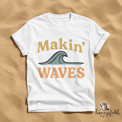 Makin' Waves SVG PNG | Retro Surf Quote Sublimation Design | Boho Beach Shirt Design | Summer Ocean Clipart | Small Business Commercial Use