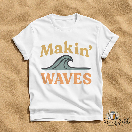 Makin' Waves SVG PNG | Retro Surf Quote Sublimation Design | Boho Beach Shirt Design | Summer Ocean Clipart | Small Business Commercial Use