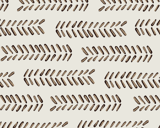 Patterned geometric fish scale stripes design on a beige background