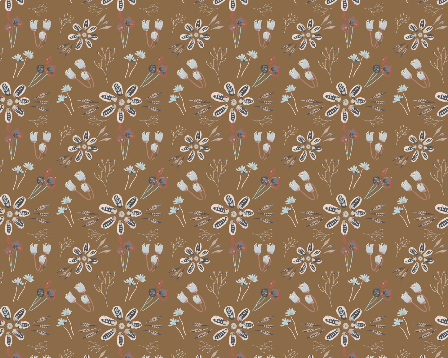 Pattern of small flowers on a brown background